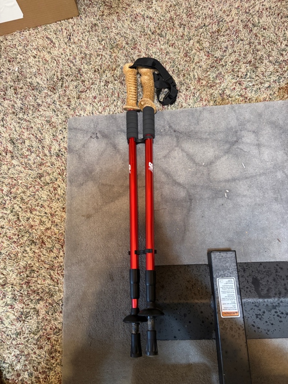 New Balance Red Hiking Poles with Cork Grips